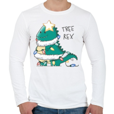 PRINTFASHION T-rex karácsonyfa - Férfi hosszú ujjú póló - Fehér
