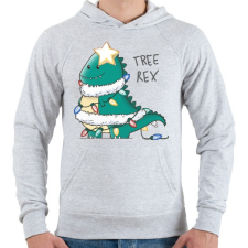 PRINTFASHION T-rex karácsonyfa - Férfi kapucnis pulóver - Sport szürke férfi pulóver, kardigán