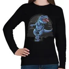 PRINTFASHION T-rex - Női pulóver - Fekete női pulóver, kardigán