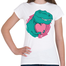 PRINTFASHION T-rex szívvel - Női póló - Fehér női póló