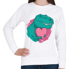 PRINTFASHION T-rex szívvel - Női pulóver - Fehér