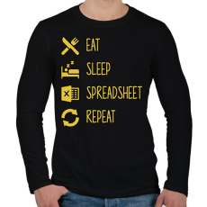 PRINTFASHION Táblázat - Férfi hosszú ujjú póló - Fekete