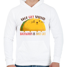 PRINTFASHION Taco Cica - Férfi kapucnis pulóver - Fehér férfi pulóver, kardigán