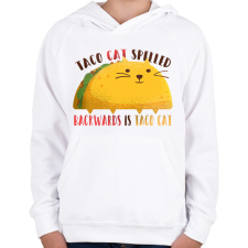 PRINTFASHION Taco Cica - Gyerek kapucnis pulóver - Fehér gyerek pulóver, kardigán