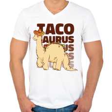 PRINTFASHION Tacosaurus - Férfi V-nyakú póló - Fehér