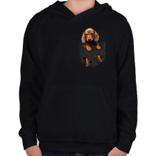 PRINTFASHION Tacskó a zsebben - Gyerek kapucnis pulóver - Fekete gyerek pulóver, kardigán