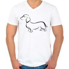 PRINTFASHION Tacskó - Férfi V-nyakú póló - Fehér