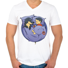 PRINTFASHION Tacskó gazdi - Férfi V-nyakú póló - Fehér férfi póló