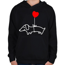 PRINTFASHION Tacskó lufival - Gyerek kapucnis pulóver - Fekete gyerek pulóver, kardigán