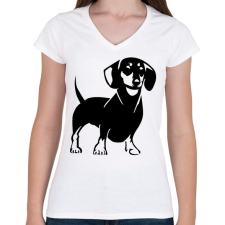 PRINTFASHION Tacskó - Női V-nyakú póló - Fehér női póló