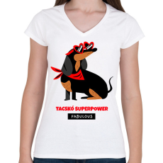 PRINTFASHION TACSKO - Női V-nyakú póló - Fehér