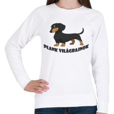 PRINTFASHION Tacskó Plank - Női pulóver - Fehér női pulóver, kardigán