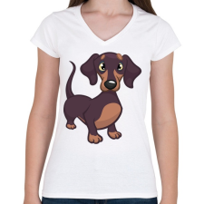 PRINTFASHION Tacskós póló - Női V-nyakú póló - Fehér női póló