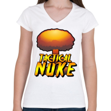 PRINTFASHION Tactical Nuke - Női V-nyakú póló - Fehér női póló