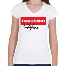 PRINTFASHION Taekwondo hero - Női V-nyakú póló - Fehér női póló