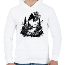 PRINTFASHION Tájkép - Férfi kapucnis pulóver - Fehér férfi pulóver, kardigán