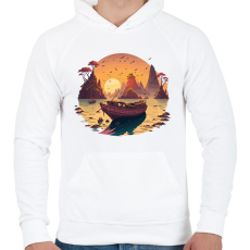 PRINTFASHION Tájkép - Férfi kapucnis pulóver - Fehér