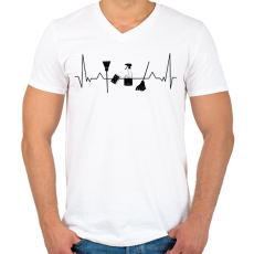 PRINTFASHION Takarító EKG - Férfi V-nyakú póló - Fehér