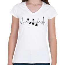 PRINTFASHION Takarító EKG - Női V-nyakú póló - Fehér női póló