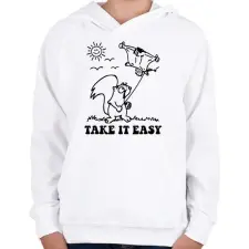 PRINTFASHION Take it easy - Gyerek kapucnis pulóver - Fehér gyerek pulóver, kardigán