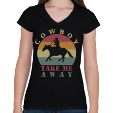 PRINTFASHION Take me away - Női V-nyakú póló - Fekete