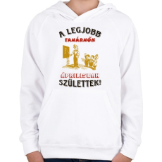 PRINTFASHION Tanárnő szülinapja április - Gyerek kapucnis pulóver - Fehér