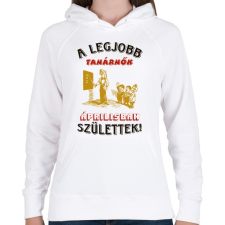 PRINTFASHION Tanárnő szülinapja április - Női kapucnis pulóver - Fehér női pulóver, kardigán