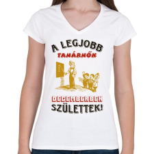 PRINTFASHION Tanárnő szülinapja december - Női V-nyakú póló - Fehér női póló