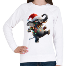 PRINTFASHION Táncoló karácsonyi party elefánt - Női pulóver - Fehér