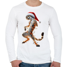 PRINTFASHION Táncoló karácsonyi party gepárd - Férfi hosszú ujjú póló - Fehér