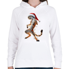 PRINTFASHION Táncoló karácsonyi party gepárd - Női kapucnis pulóver - Fehér női pulóver, kardigán