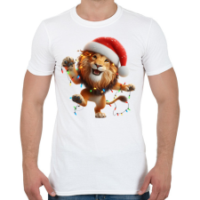 PRINTFASHION Táncoló karácsonyi party oroszlán - Férfi póló - Fehér férfi póló