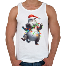 PRINTFASHION Táncoló karácsonyi party viziló  - Férfi atléta - Fehér