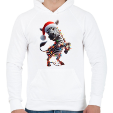 PRINTFASHION Táncoló karácsonyi party zebra - Férfi kapucnis pulóver - Fehér férfi pulóver, kardigán