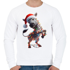 PRINTFASHION Táncoló karácsonyi party zebra - Férfi pulóver - Fehér