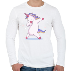 PRINTFASHION Táncoló unikornis - Férfi hosszú ujjú póló - Fehér