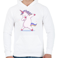 PRINTFASHION Táncoló unikornis - Férfi kapucnis pulóver - Fehér férfi pulóver, kardigán