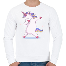 PRINTFASHION Táncoló unikornis - Férfi pulóver - Fehér