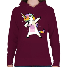 PRINTFASHION Táncos unikornis - Női kapucnis pulóver - Bordó női pulóver, kardigán