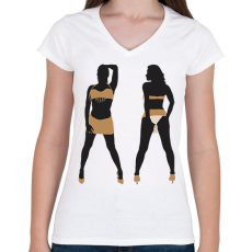 PRINTFASHION Táncosnők - Női V-nyakú póló - Fehér