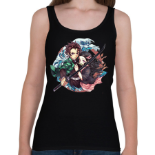 PRINTFASHION Tanjiro én Nezuko - Női atléta - Fekete női trikó