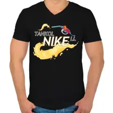 PRINTFASHION TanokolNIKEll - Férfi V-nyakú póló - Fekete férfi póló