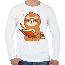 PRINTFASHION Tanuló lajhár - Férfi hosszú ujjú póló - Fehér férfi póló