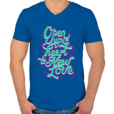 PRINTFASHION Tárd ki a szíved - Férfi V-nyakú póló - Királykék férfi póló