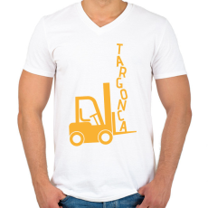 PRINTFASHION Targonca - Férfi V-nyakú póló - Fehér