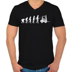 PRINTFASHION Targoncás evolúció - Férfi V-nyakú póló - Fekete