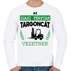 PRINTFASHION Targoncát vezetnek - Férfi pulóver - Fehér