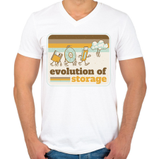 PRINTFASHION Tárhely evolució - Férfi V-nyakú póló - Fehér férfi póló