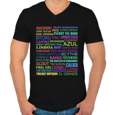PRINTFASHION Társasjátékok - Férfi V-nyakú póló - Fekete
