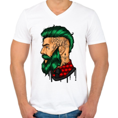 PRINTFASHION Tattoo - Férfi V-nyakú póló - Fehér